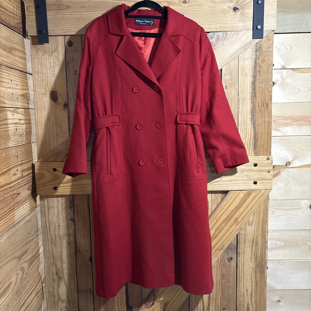 Wellington Fashion 100% Pure Merino Wool Vintage Red Women's Coat USA Made Small